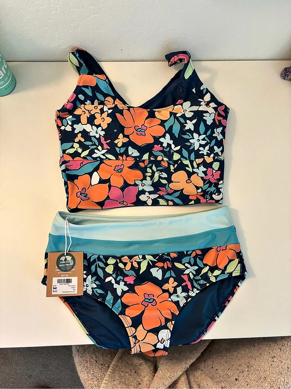 Nani Swimwear Mai Colorblock Bottom Bikini Set Blue & Orange Medium